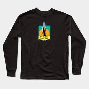 Santa Cruz California Surfer Statue Bill Lidderdale Sticker Sunset Lite Green Long Sleeve T-Shirt